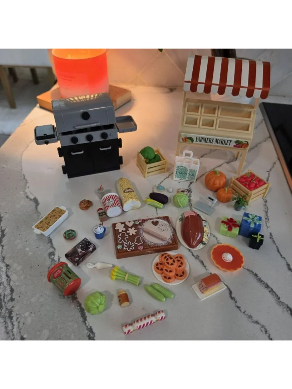 Miniature Farmers Market Playset Grill Food Accessories perfect ELF ON THE SHELF